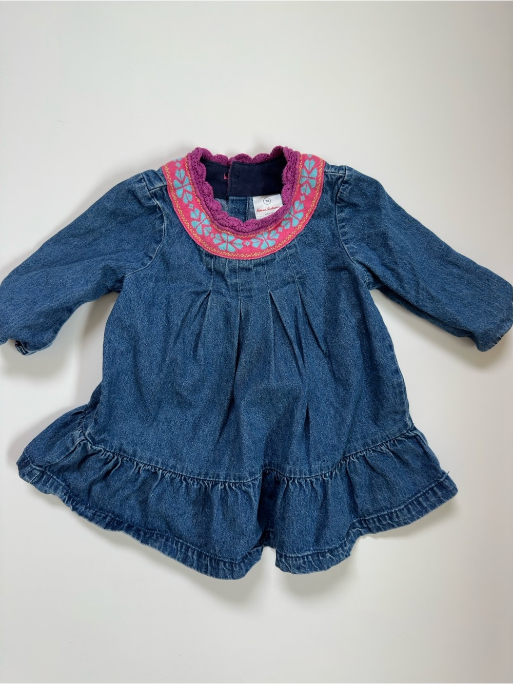 Hanna Andersson 12-18 Denim Dress with Crochet Collar